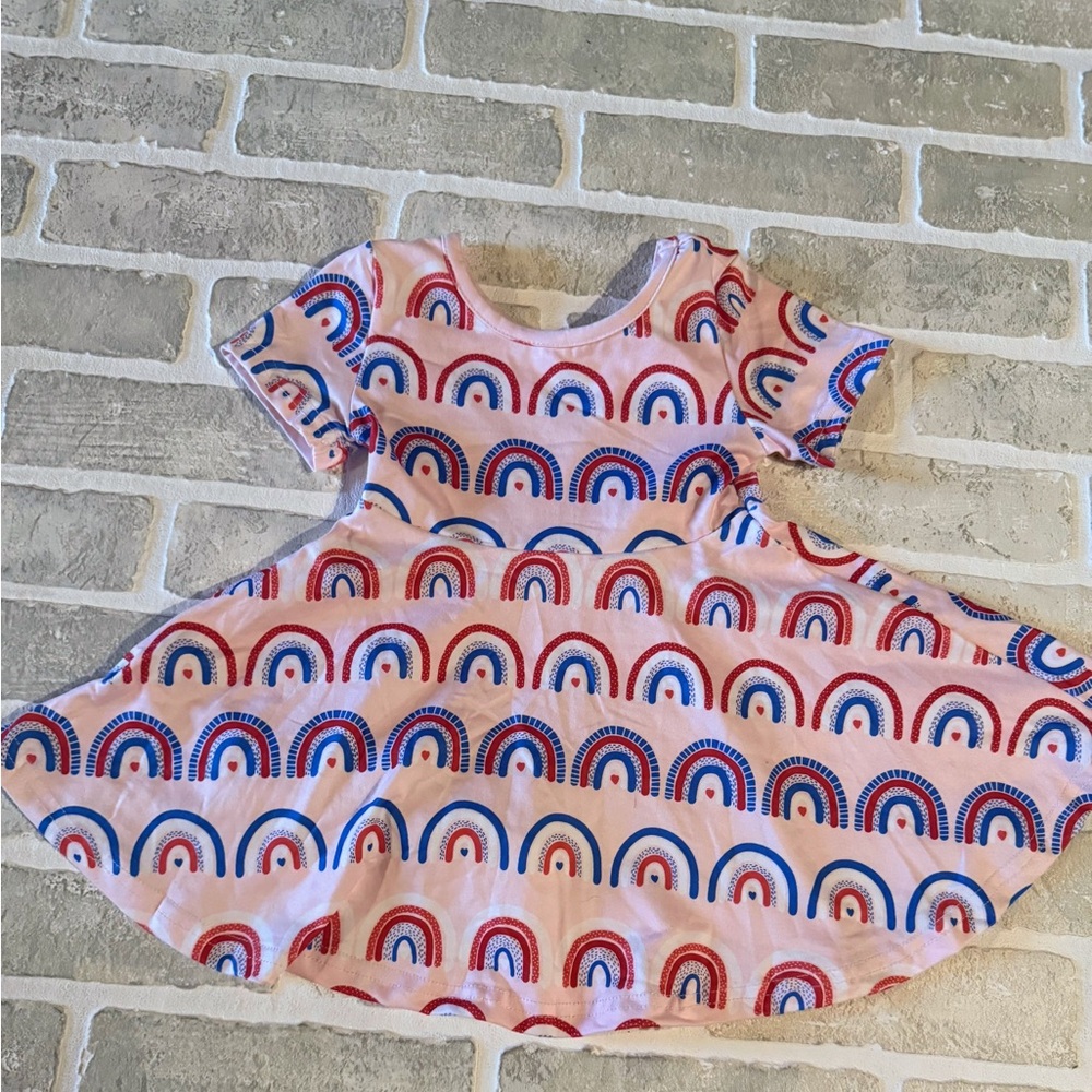 NWOT Pink Rainbow Patterned Dress